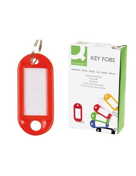 LLAVERO PORTAETIQUETAS Q-CONNECT EXPOSITOR DE 100 UNIDADES ROJO