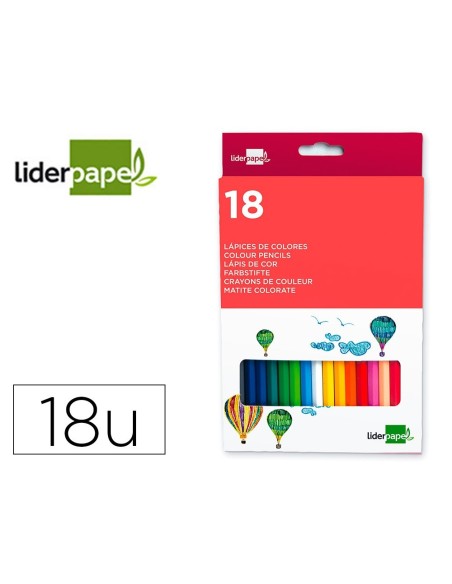 LAPICES DE COLORES LIDERPAPEL CAJA DE 18 COLORES