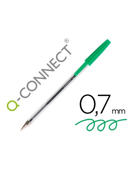 BOLIGRAFO TRANSPARENTE Q-CONNECT VERDE MEDIO KF01043