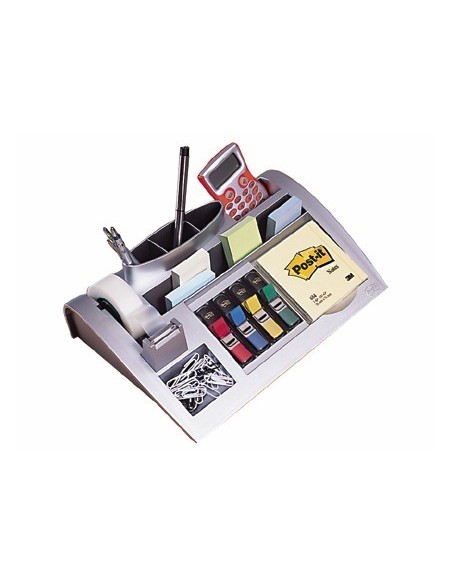 ORGANIZADOR DE SOBREMESA 3M C-50 INCLUYE BLOC DE NOTAS ROLLO DE CINTA SCOTCH 4 DISPENSADORES DE BANDERITAS