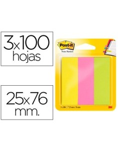 BLOC DE NOTAS ADHESIVAS QUITA Y PON POST-IT 671/3 MININOTAS ROSA/VERDE/AMARILLO NEON