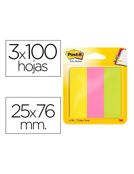 BLOC DE NOTAS ADHESIVAS QUITA Y PON POST-IT 671/3 MININOTAS ROSA/VERDE/AMARILLO NEON