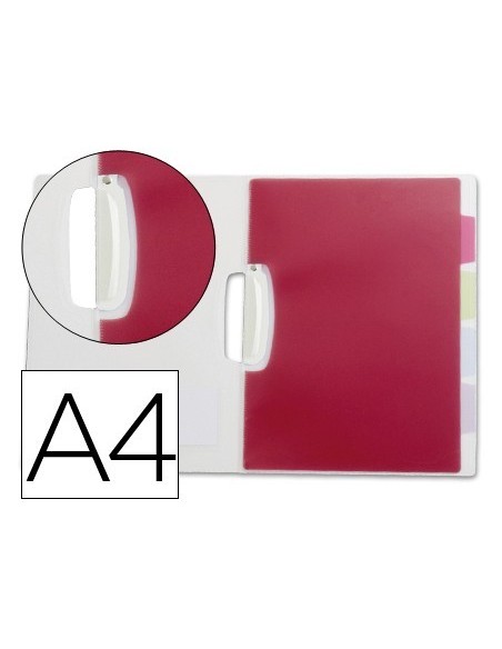 CARPETA LIDERPAPEL DOSSIER PINZA LATERAL POLIPROPILENO DIN A4 TRANSPARENTE CON SEPARADORES