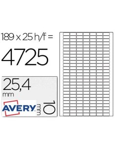 ETIQUETA ADHESIVA AVERY TAMAÑO 25,4X10 MM REMOVIBLE PAQUETE DE 25 HOJAS ESPECIAL CODIGOS DE BARRAS