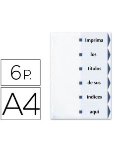SEPARADOR AVERY CARTULINA DIN A4 6 PESTAÑAS IMPRIMIBLES