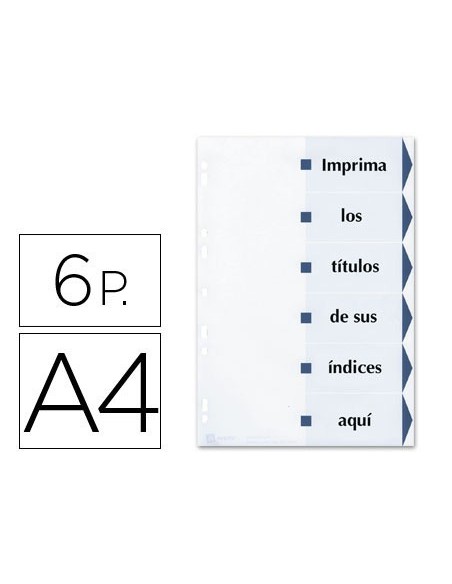 SEPARADOR AVERY CARTULINA DIN A4 6 PESTAÑAS IMPRIMIBLES