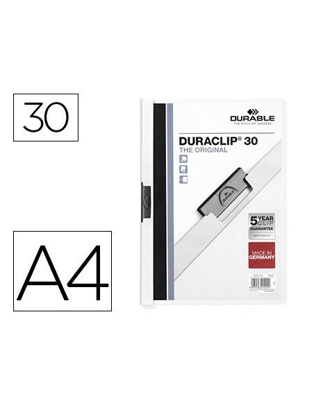 CARPETA DURACLIP DOSSIER PINZA LATERAL BLANCO CAPACIDAD 30 HOJAS