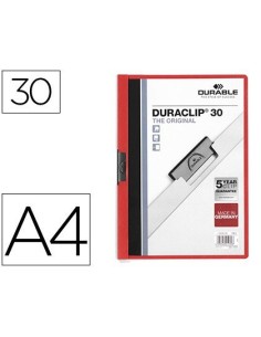 CARPETA DURACLIP DOSSIER PINZA LATERAL ROJO CAPACIDAD 30 HOJAS