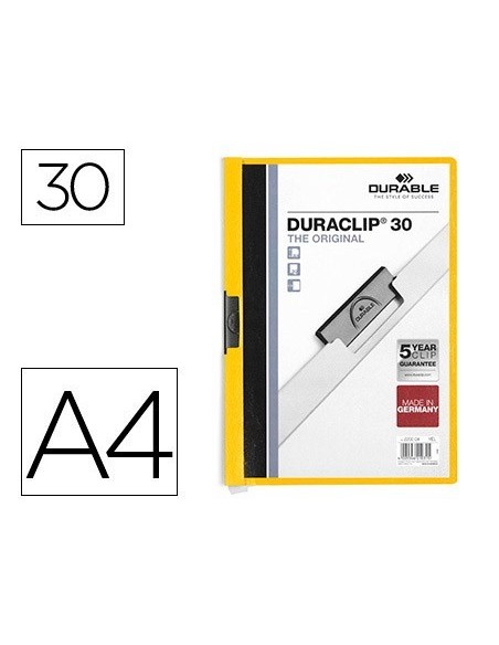 CARPETA DURACLIP DOSSIER PINZA LATERAL AMARILLO CAPACIDAD 30 HOJAS