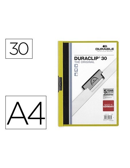 CARPETA DURACLIP DOSSIER PINZA LATERAL VERDE CAPACIDAD 30 HOJAS
