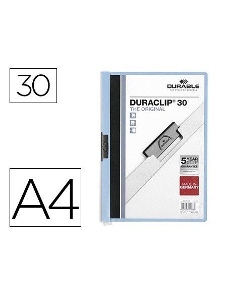 CARPETA DURACLIP DOSSIER PINZA LATERAL AZUL CAPACIDAD 30 HOJAS
