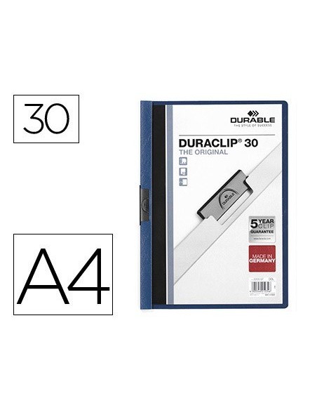 CARPETA DURACLIP DOSSIER PINZA LATERAL AZUL OSCURO CAPACIDAD 30 HOJAS
