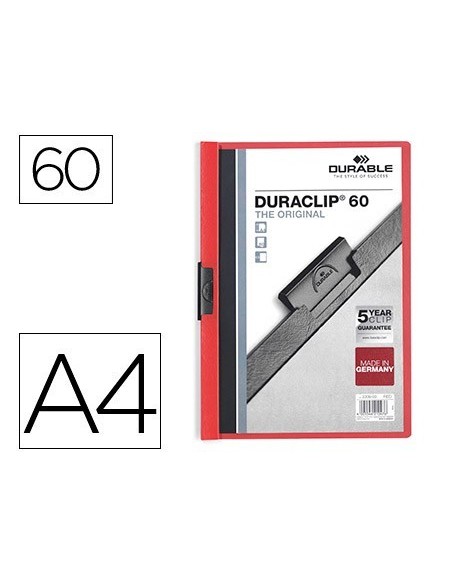 CARPETA DURACLIP DOSSIER PINZA LATERAL ROJO CAPACIDAD 60 HOJAS