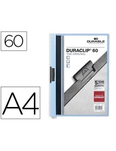 CARPETA DURACLIP DOSSIER PINZA LATERAL AZUL CAPACIDAD 60 HOJAS