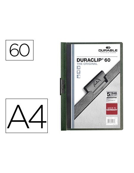 CARPETA DURACLIP DOSSIER PINZA LATERAL VERDE OSCURO CAPACIDAD 60 HOJAS