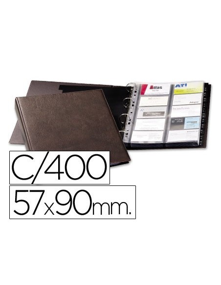 TARJETERO DURACLIP VISIFIX MARRON 20 FUNDAS PARA 400 TARJETAS TAMAÑO DIN A4 INCLUYE 12 SEPARADORES