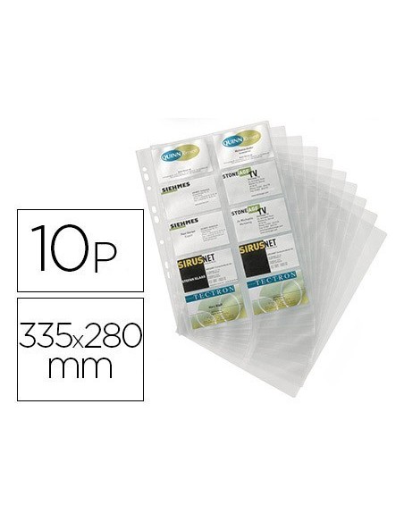 RECAMBIO FUNDAS DURACLIP PARA TARJETERO 2384 BOLSA DE 10 HOJAS CAPACIDAD 20 TARJETAS POR HOJA