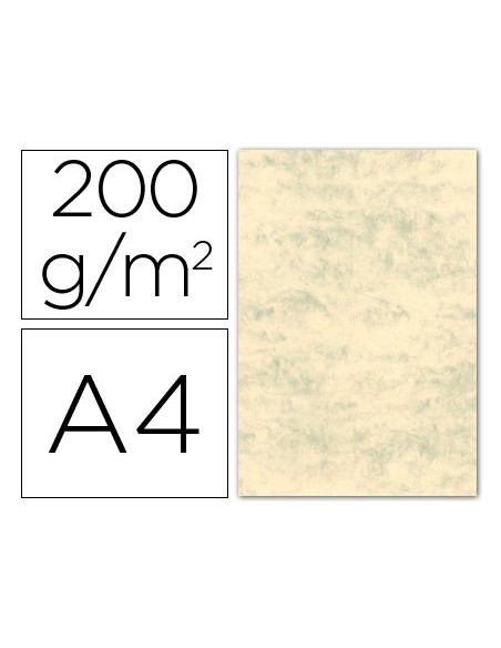 CARTULINA MARMOLEADA DIN A4 200 GR. CREMA CLARO PAQUETE DE 100 H.
