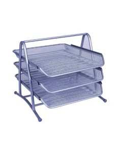 BANDEJA SOBREMESA METALICA Q-CONNECT KF00822 REJILLA PLATA 3 BANDEJAS MOVIBLES 350X278X275 MM