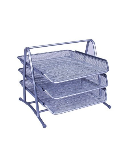 BANDEJA SOBREMESA METALICA Q-CONNECT KF00822 REJILLA PLATA 3 BANDEJAS MOVIBLES 350X278X275 MM