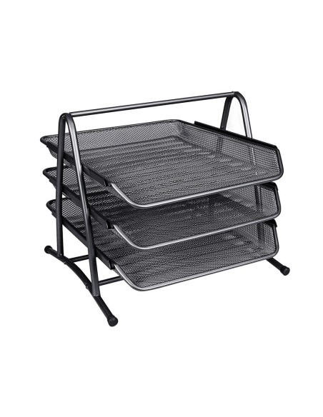 BANDEJA SOBREMESA METALICA Q-CONNECT KF00823 REJILLA NEGRA 3 BANDEJAS MOVIBLES 350X278X275 MM