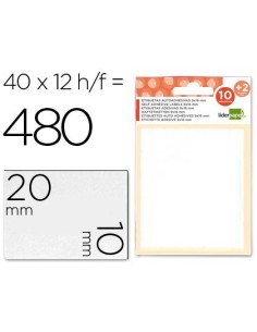 ETIQUETAS LIDERPAPEL SOBRE DE 10 H. + 2 H. OBSEQUIO 10X20 MM -35 UNIDADES POR HOJA