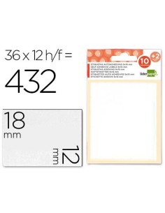 ETIQUETAS LIDERPAPEL SOBRE DE 10 H. + 2 H. OBSEQUIO 12X18 MM -36 UNIDADES POR HOJA