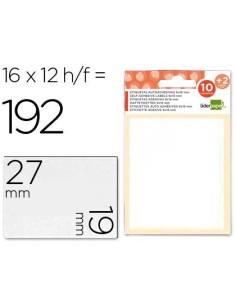 ETIQUETAS LIDERPAPEL SOBRE DE 10 H. + 2 H. OBSEQUIO 19X27 MM -16 UNIDADES POR HOJA