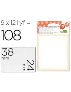 ETIQUETAS LIDERPAPEL SOBRE DE 10 H. + 2 H. OBSEQUIO 24X38 MM -9 UNIDADES POR HOJA