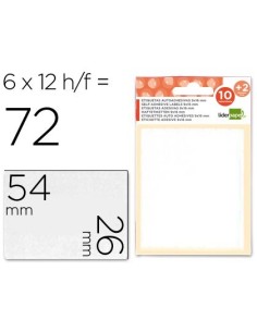 ETIQUETAS LIDERPAPEL SOBRE DE 10 H. + 2 H. OBSEQUIO 26X54 MM -6 UNIDADES POR HOJA