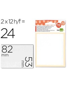 ETIQUETAS LIDERPAPEL SOBRE DE 10 H. + 2 H. OBSEQUIO 53X82 MM -2 UNIDADES POR HOJA