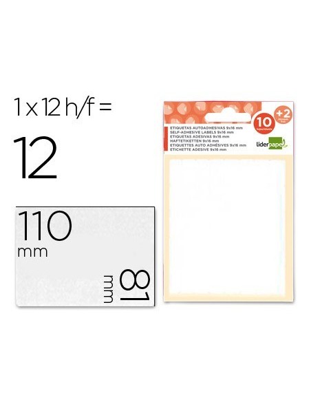 ETIQUETAS LIDERPAPEL SOBRE DE 10 H. + 2 H. OBSEQUIO 81X110 MM 1 UNIDAD POR HOJA