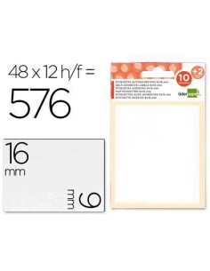 ETIQUETAS LIDERPAPEL SOBRE DE 10 H. + 2 H. OBSEQUIO 9X16 MM -48 UNIDADES POR HOJA