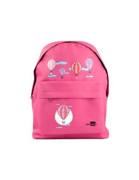 CARTERA ESCOLAR LIDERPAPEL MOCHILA GLOBOS COLOR ROSA 380X280X120MM