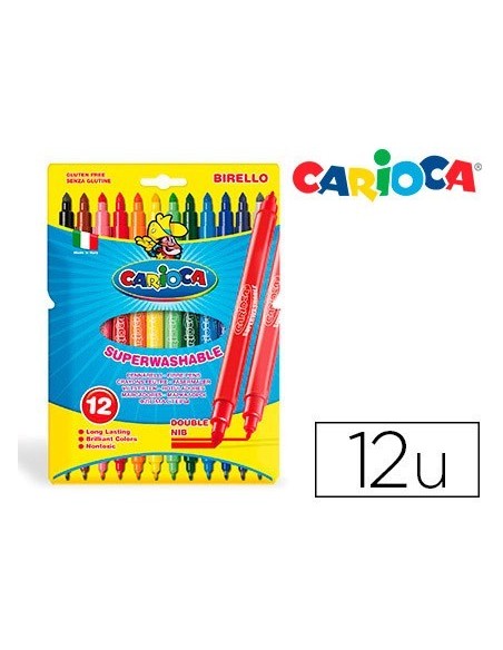ROTULADOR CARIOCA BIRELLO BIPUNTA CAJA DE 12 COLORES
