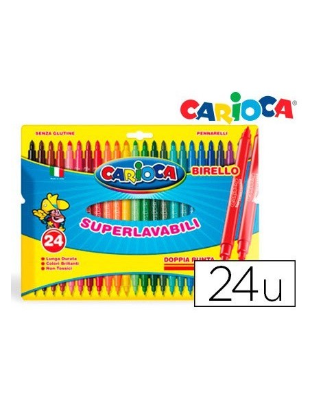 ROTULADOR CARIOCA BIRELLO BIPUNTA CAJA DE 24 COLORES