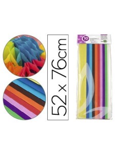 PAPEL SEDA LIDERPAPEL 52X76CM 18G/M2 BOLSA DE 10 HOJAS COLORES SURTIDOS
