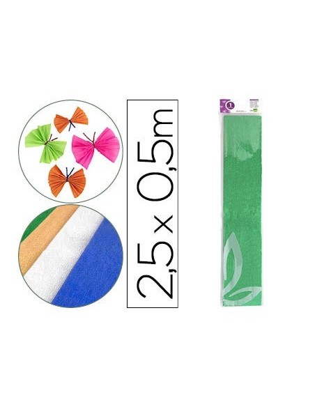 PAPEL CRESPON LIDERPAPEL 50 CM X 2.5M METALIZADO VERDE