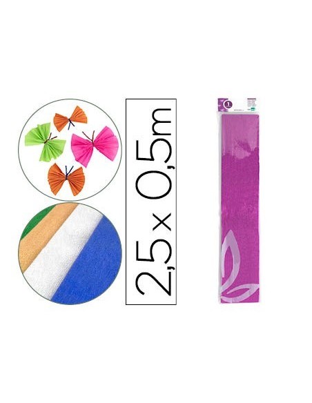 PAPEL CRESPON LIDERPAPEL 50 CM X 2.5M METALIZADO ROSA