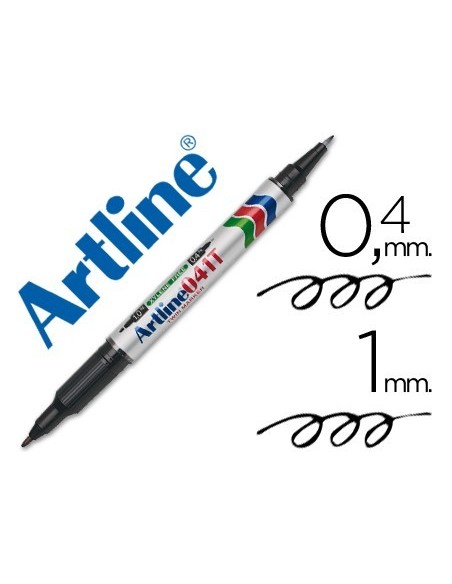 ROTULADOR ARTLINE MARCADOR PERMANENTE EK-041T NEGRO -DOBLE PUNTA 0.4 Y 1.0 MM