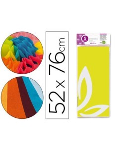 PAPEL SEDA LIDERPAPEL 52X76CM 18G/M2 BOLSA DE 5 HOJAS AMARILLO