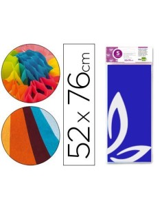 PAPEL SEDA LIDERPAPEL 52X76CM 18G/M2 BOLSA DE 5 HOJAS AZUL