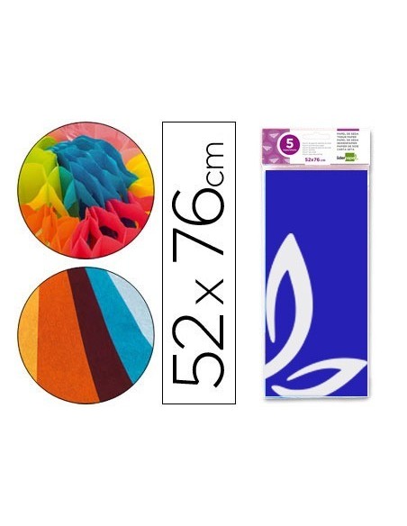 PAPEL SEDA LIDERPAPEL 52X76CM 18G/M2 BOLSA DE 5 HOJAS AZUL