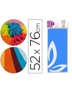 PAPEL SEDA LIDERPAPEL 52X76CM 18G/M2 BOLSA DE 5 HOJAS CELESTE