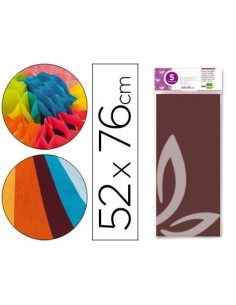 PAPEL SEDA LIDERPAPEL 52X76CM 18G/M2 BOLSA DE 5 HOJAS MARRON