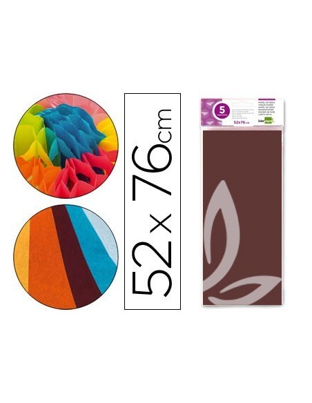 PAPEL SEDA LIDERPAPEL 52X76CM 18G/M2 BOLSA DE 5 HOJAS MARRON