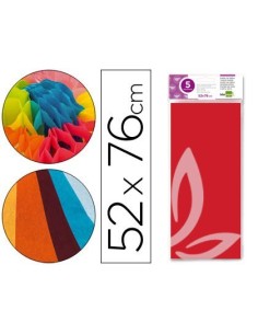 PAPEL SEDA LIDERPAPEL 52X76CM 18G/M2 BOLSA DE 5 HOJAS ROJO