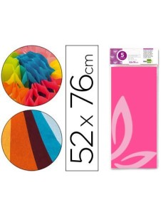 PAPEL SEDA LIDERPAPEL 52X76CM 18G/M2 BOLSA DE 5 HOJAS ROSA