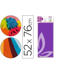 PAPEL SEDA LIDERPAPEL 52X76CM 18G/M2 BOLSA DE 5 HOJAS VIOLETA