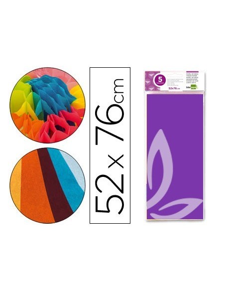 PAPEL SEDA LIDERPAPEL 52X76CM 18G/M2 BOLSA DE 5 HOJAS VIOLETA